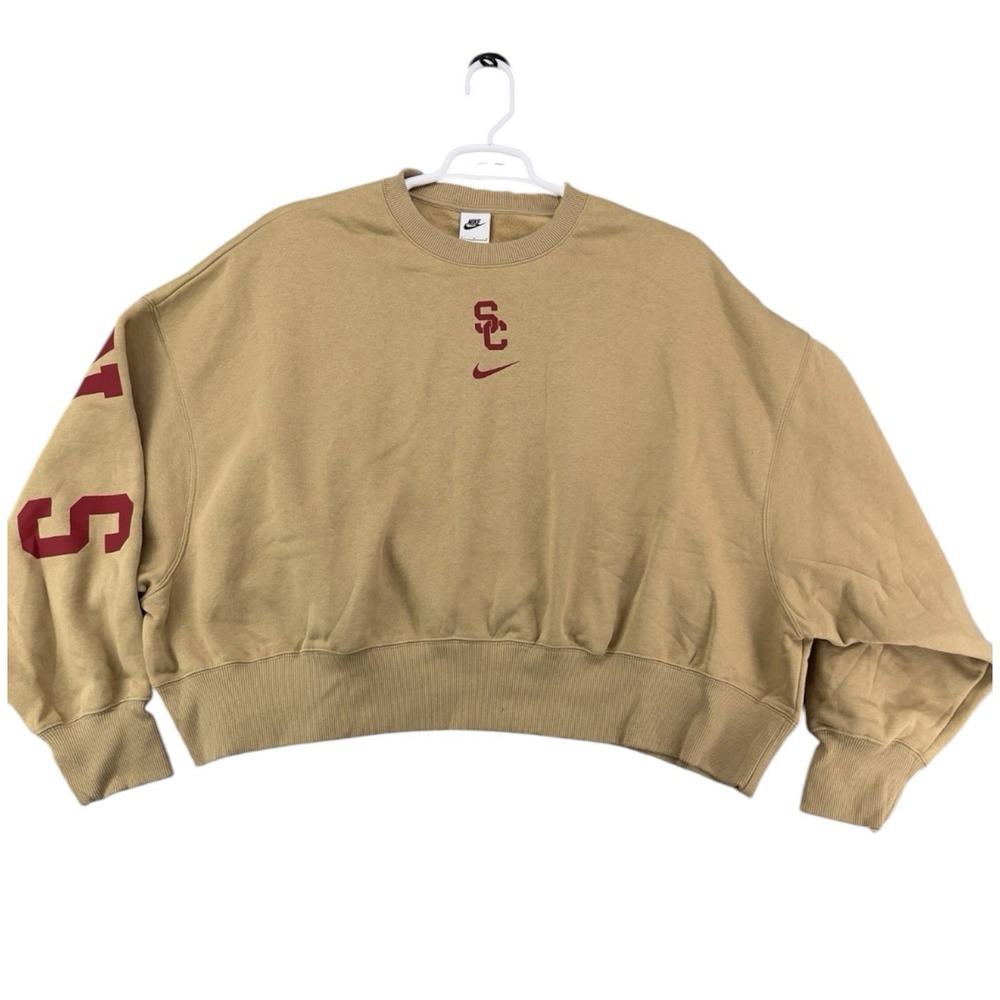 USC Trojans Nike Sportswear Women's Oversized Phoenix 2 Pullover Large New Tan